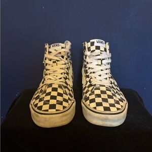 Vans Checkered High-Top Sneakers - Black and White